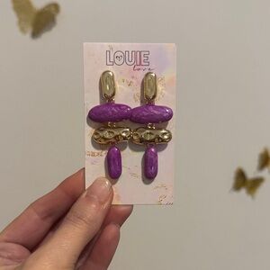 Purple and Gold Summer Earrings